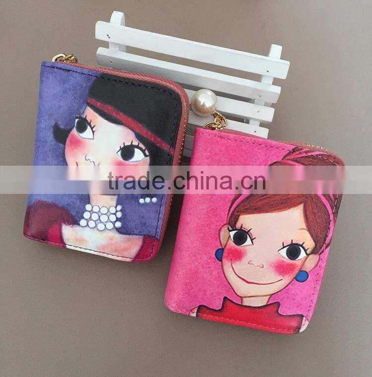2016 new arrival purse cute girl's leather coin purse mini portable wallet