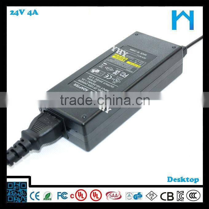 power supply 24v 4A 96w ac dc adapter/power adapter UL/CUL GS CE SAA FCC approved (2 years warranty)