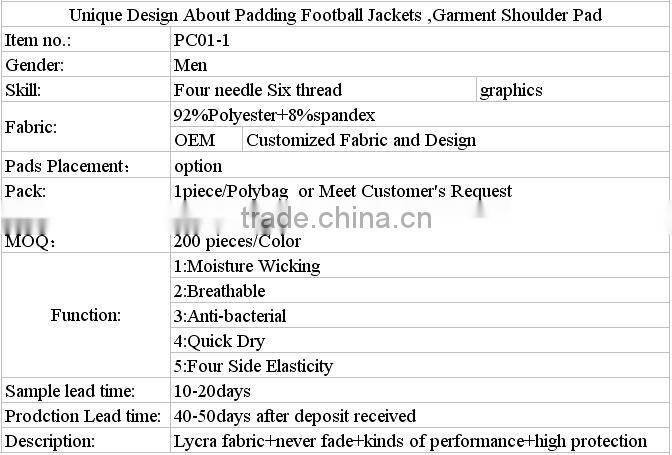Unique Design About Football Padding Clothing,Garment Shoulder Pad