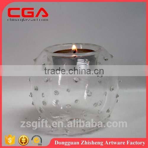 Round glass candle stand,painting glass candle holder for home decorations