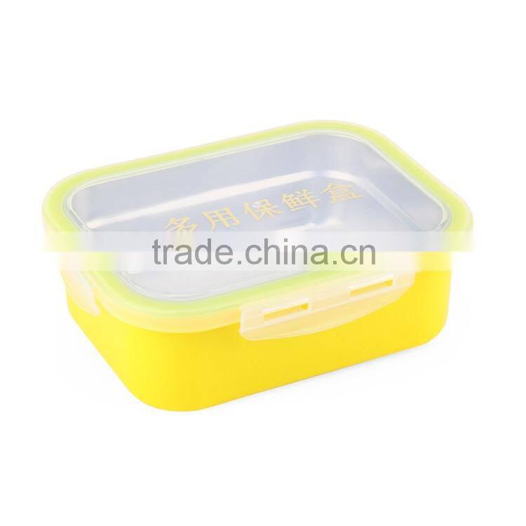 colourful stainless steel food crisper box with plastic lid