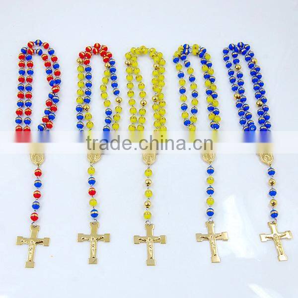 Fashion Colorful beads CATHOLIC Rosary necklace Sweater dress necklace chain