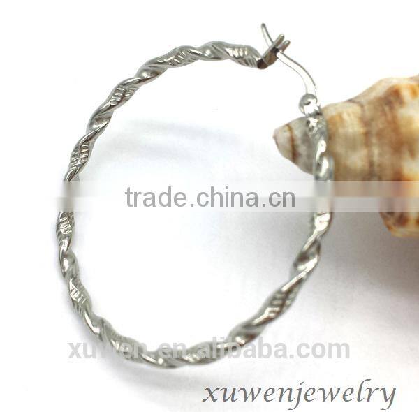 twisted circle wire stainless steel earrings for young women