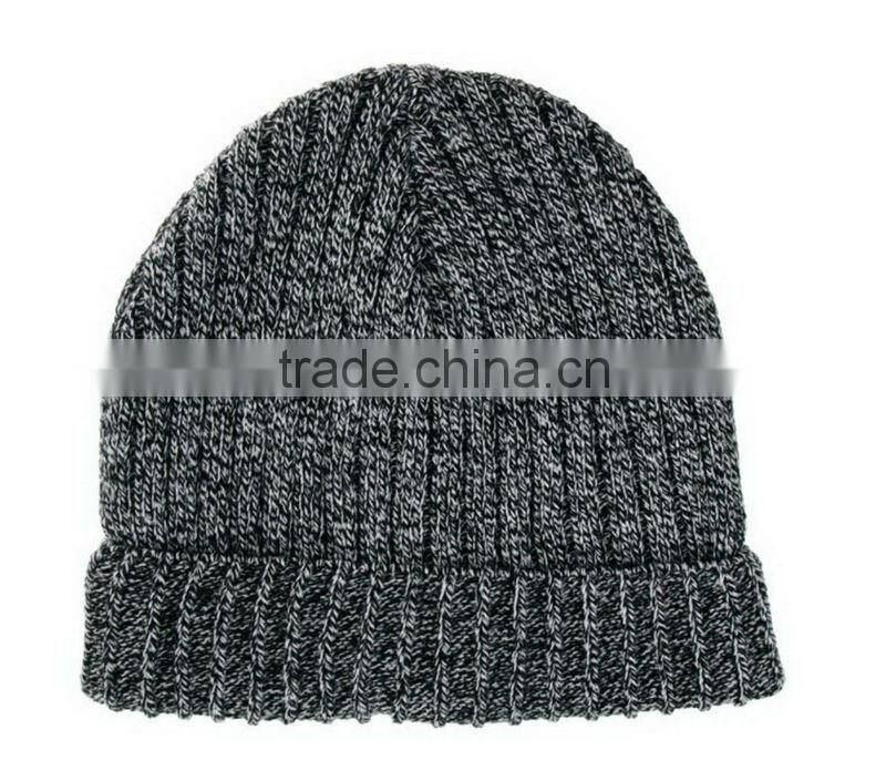 Machine rib knit acrylic beanie
