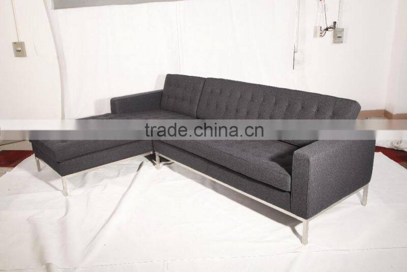modern design leather florence knoll style corner sofa with chaise lounge