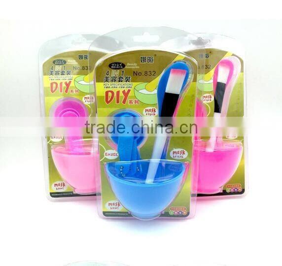 Hot sale 4 in 1 DIY Facial Mask Mixing Bowl Spoon Tools Set/facial mask bowl set