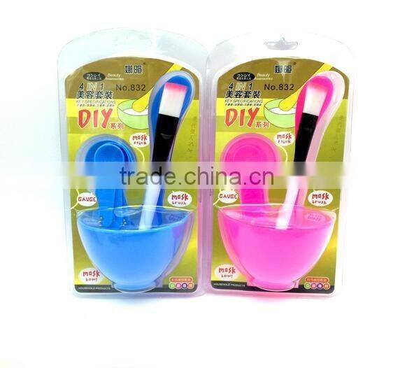 Hot sale 4 in 1 DIY Facial Mask Mixing Bowl Spoon Tools Set/facial mask bowl set