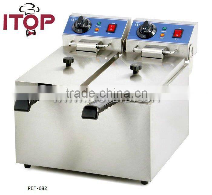 8+8 L double tanks stainless steel industrial fryer