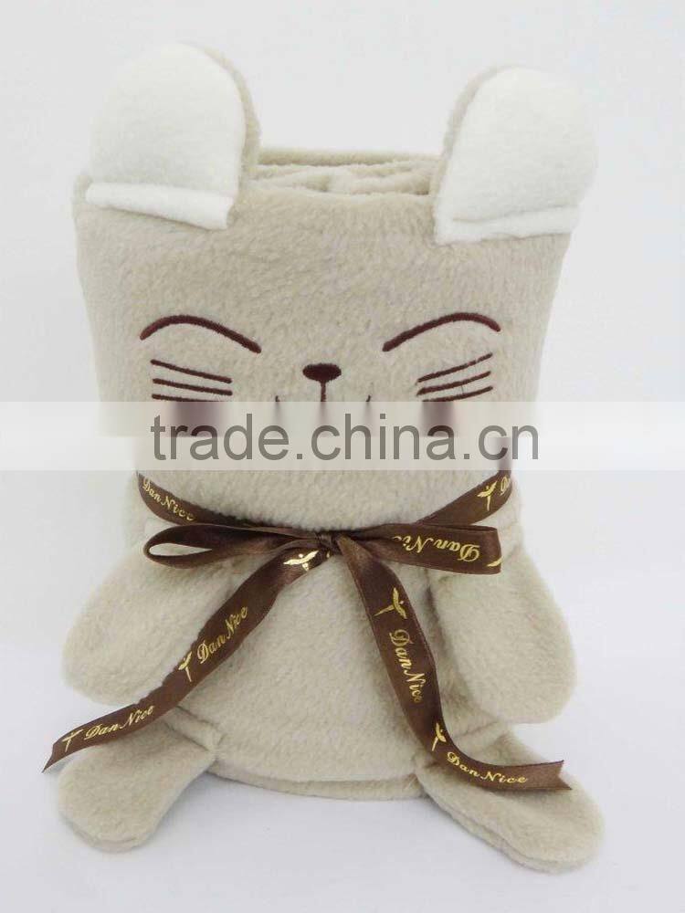 Lucky Cat with a Bow Polar Fleece Blanket