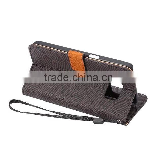 OEM zebra pattern leather smart phone case for Samsung S7
