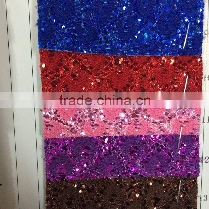Glitter mesh fabric surface with flower design use for shoes upper