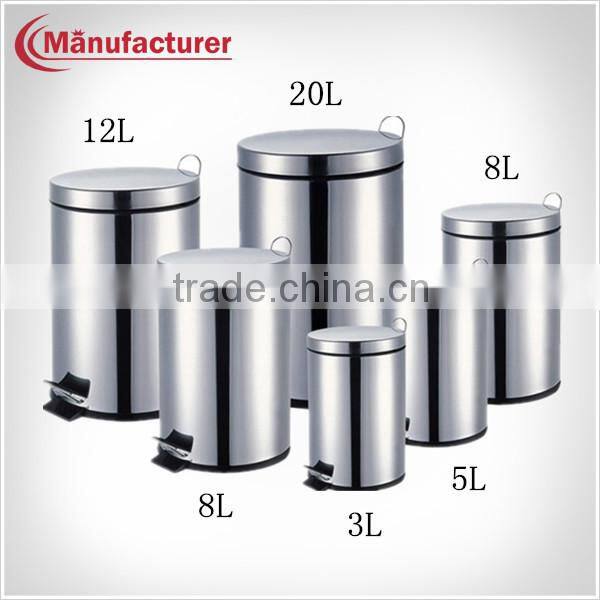 5L Hotel Superior Room Stainless Steel Sanitary Ware Food Step Rubbin Bin,Pop Up Trash Can