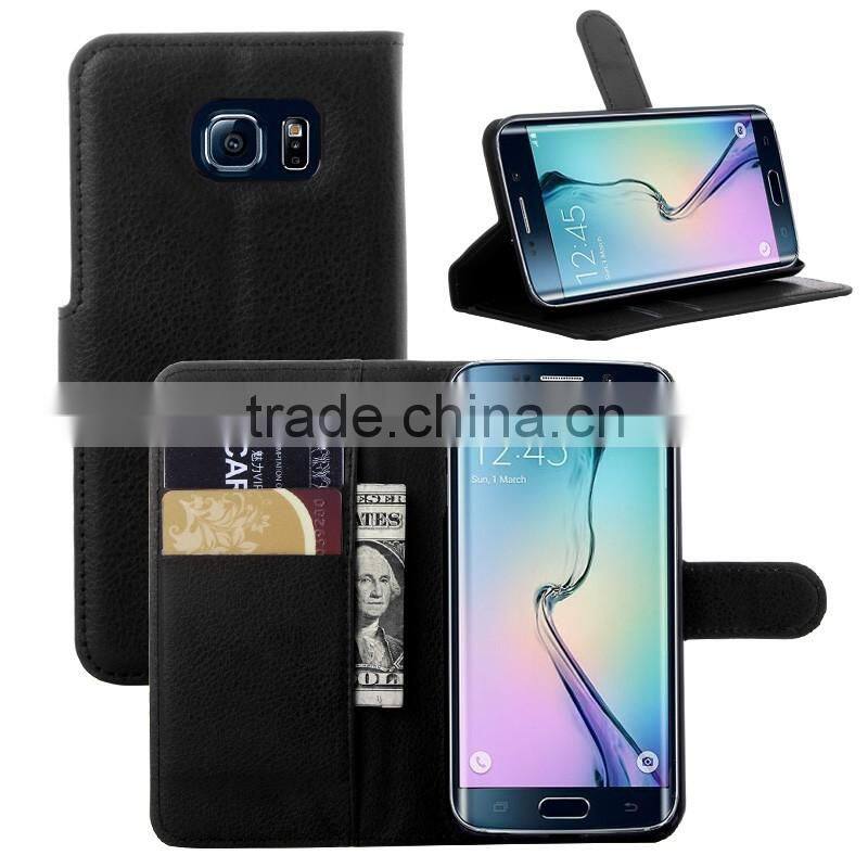 High Quality Leather Holster Card Wallet Folio Stand Flip Case Cover for Samsung GALAXY S6 edge
