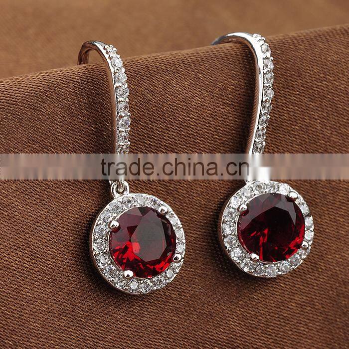 Jewelry Fashion Crystal Drop Ruby Earrings