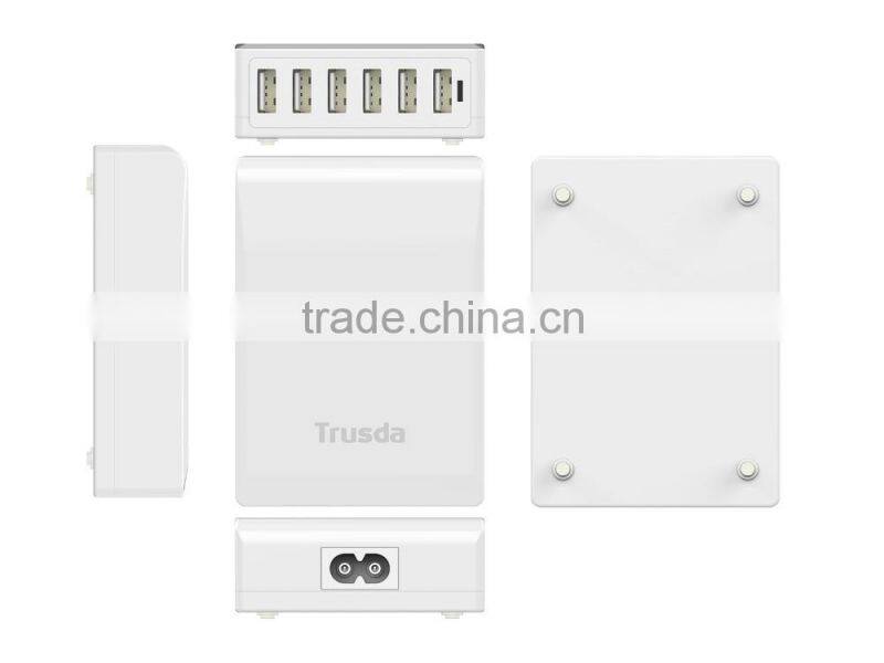 China Top Ten Selling Products Patent Design Christmas Gift 60W Waterproof 6 Socket USB Wall Charger