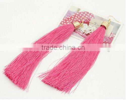 Violet polyester tassel earring,2013 hot dangle earring,Fashion jewelry