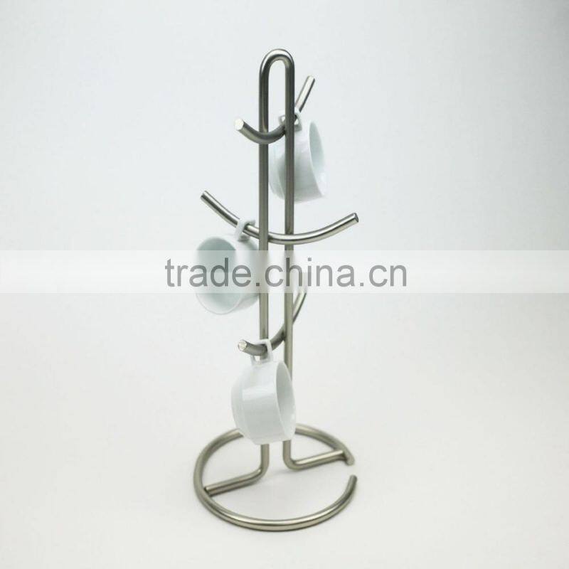 satin nickel plated coffee mug holder, kitchen stand