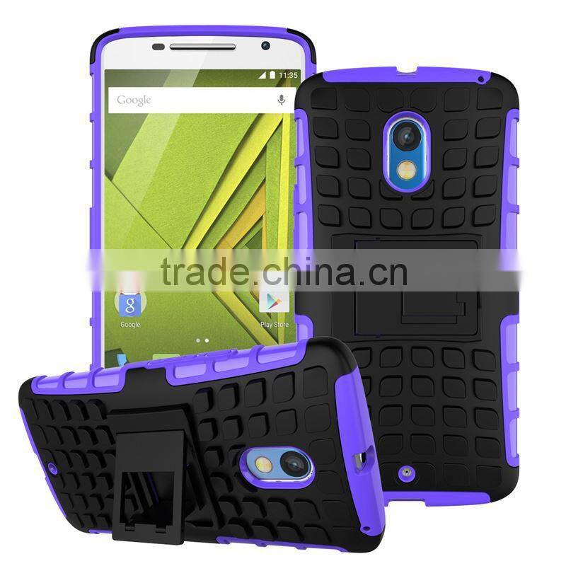 Hot! New! 2 in 1 Dual Slim Armor TPU&PC kickstand phone case for moto x play made in china