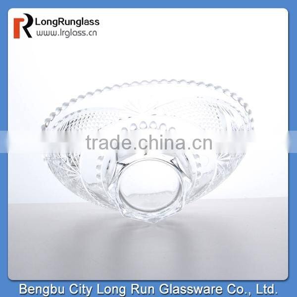 LongRun eco-friendly 800ml transparent patterned glass fruit plate
