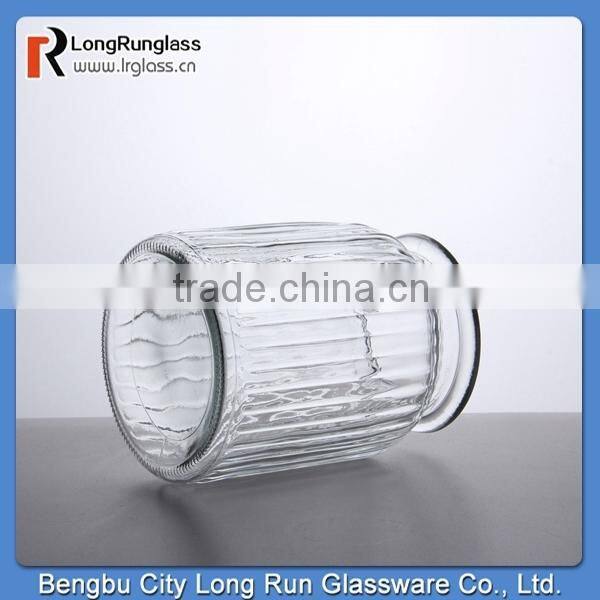 LongRun 2015 Eco-friendly 22oz Vintage-Style Ribbed candy food nut Glass Jar Glassware with OEM