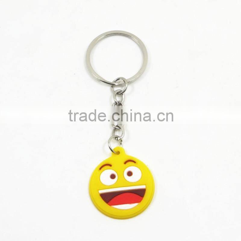 Cheap custom cute cute face advertising key ring/ soft PVC funny face promotion keychain