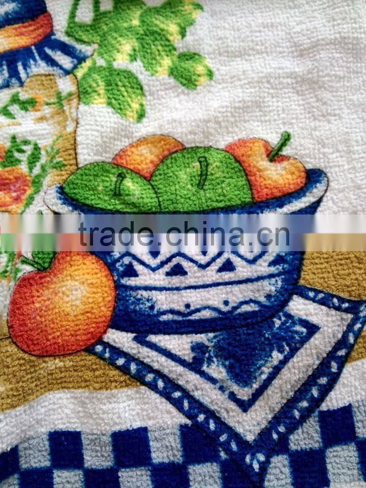 green check border terry cotton towel with pigment printing waist apron