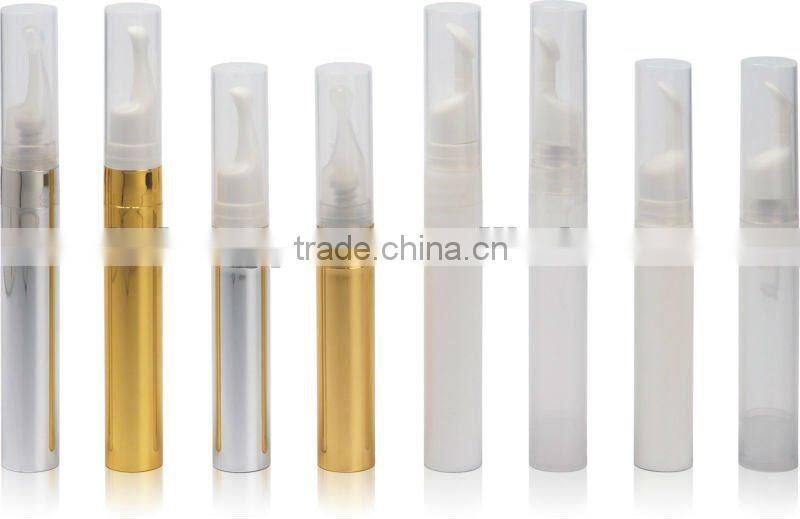 silm cosmetic bottle with collar in shiny silver