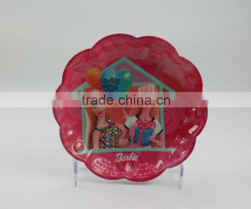 plastic beautiful girl pattern plate