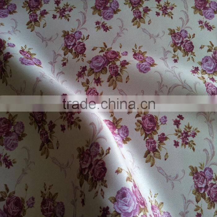 Two Sides Dull Blackout Fabric Flower Printing Curtain Fabric for household