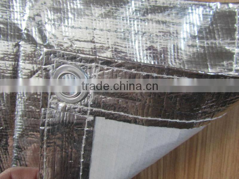 aluminum foil coated pe tarpaulin,aluminum foil on one side,light reflective