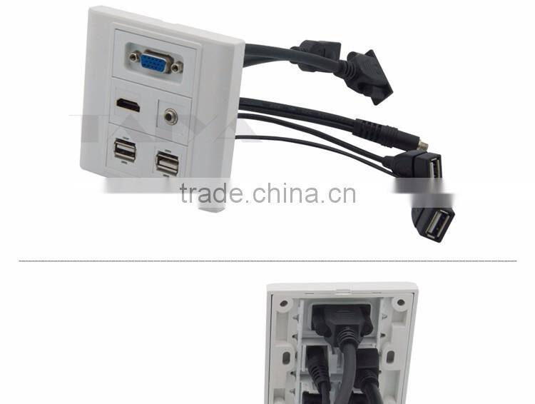 VGA, HDMI, 3.5mm audio, dual USB face plate with backside female to female connector
