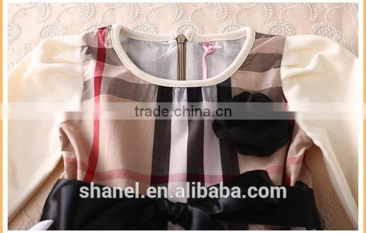 New arrival 2015 Autumn/Winter long sleeve girls plaid dress princess dress