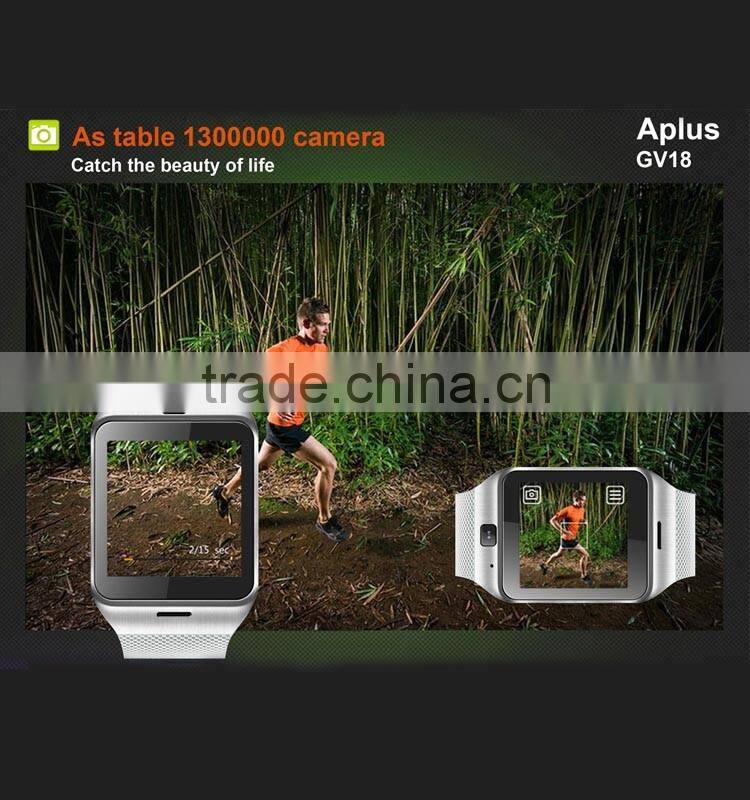 GV18 Smartwatch Bluetooth Sport Fitness Pedometer Camera Clock Bracelet Touch Screen Smart Watch Android Mobile Cell Phone