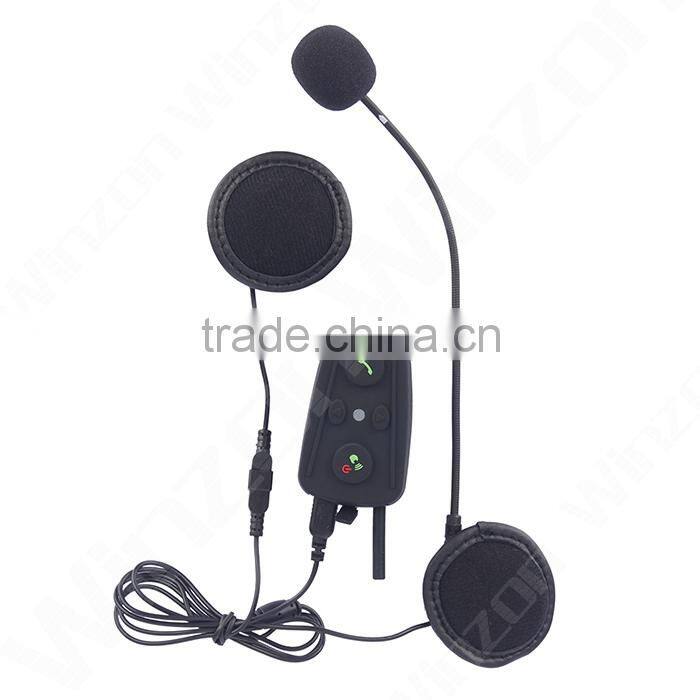 Two-way waterproof bt intercom headset for motorcycle helmet with stereo headphone