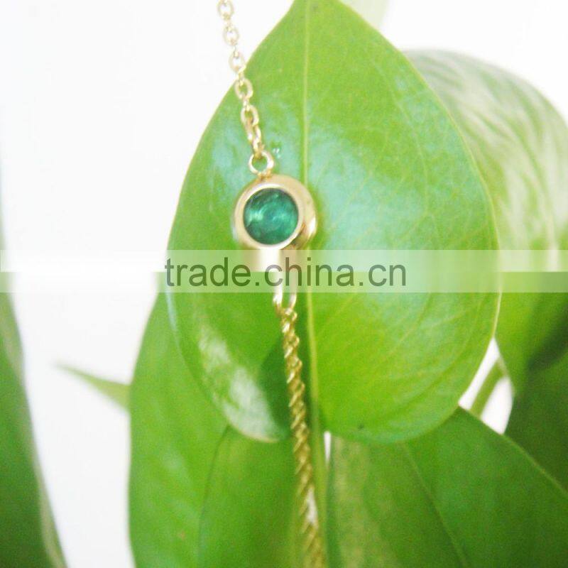 Wholesale emerald jewelry ladies stainless steel gold fake emerald bracelet wholesale