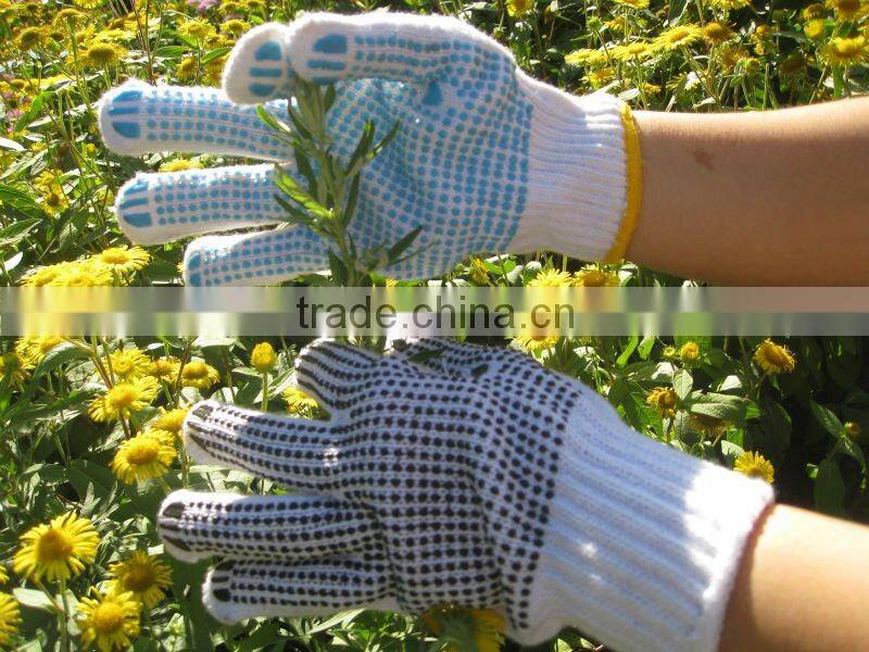 China cotton yellow white dots gloves