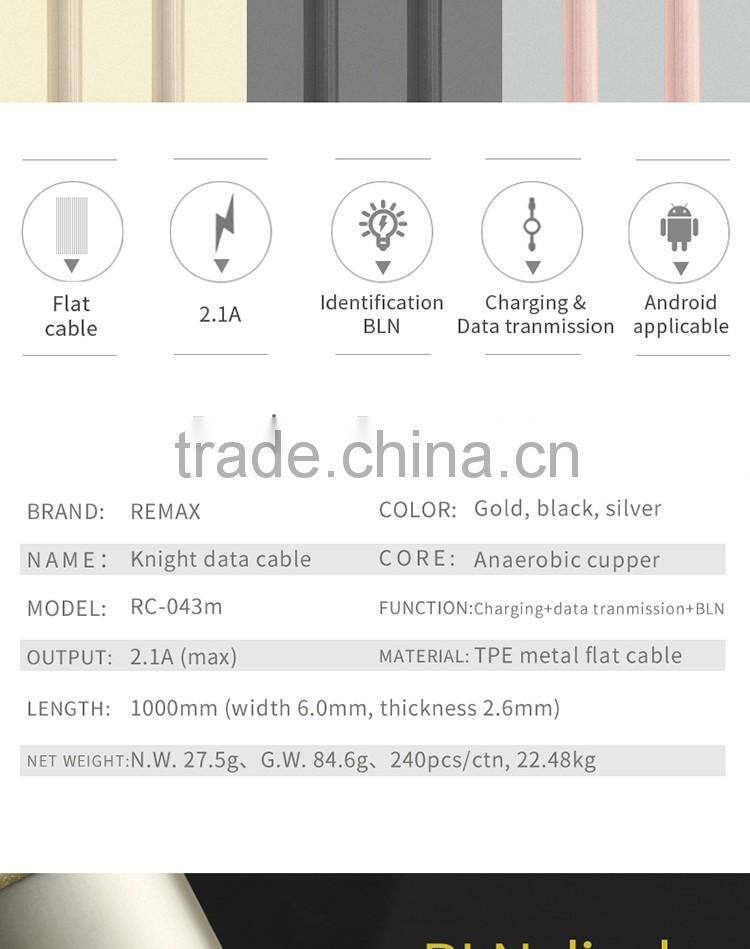 REMAX Knight DATA Charging Micro USB charger Cable for android mobile phone
