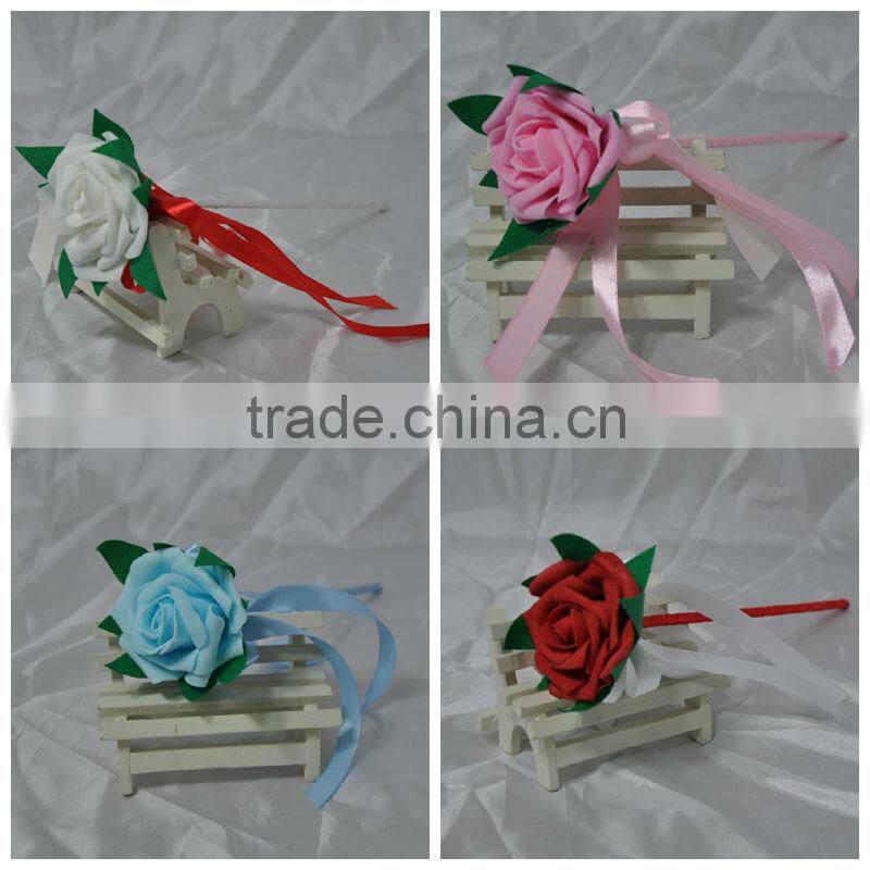 Wedding blue white pink foam rose stick flower for wedding decoration