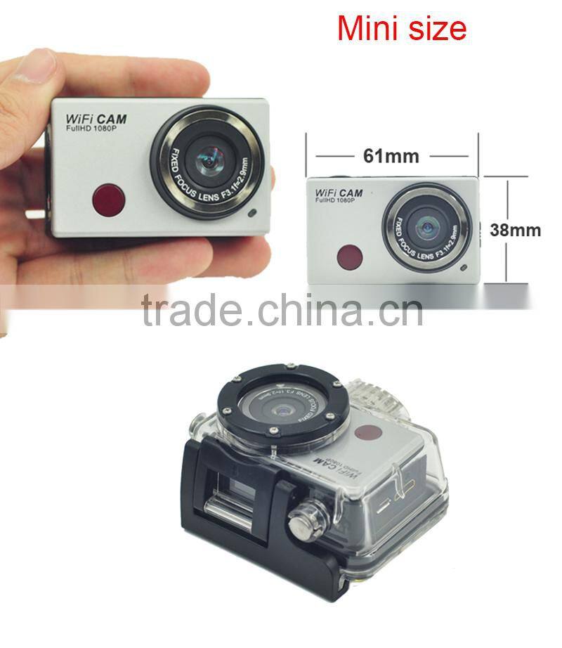Full hd 1080p waterproof sports micro wireless video camera