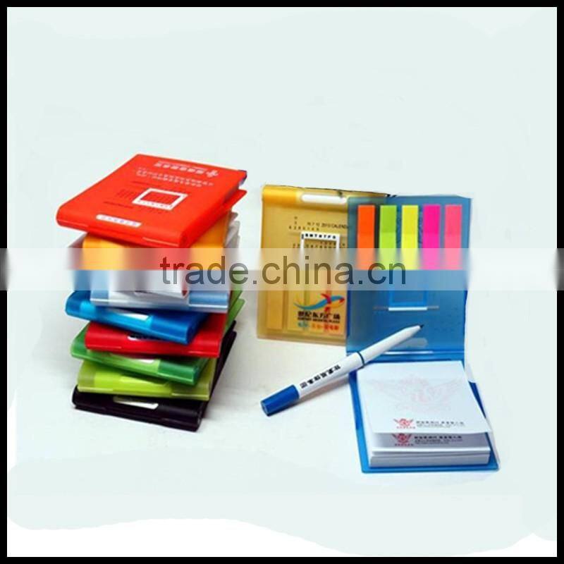 Custom new office gift sticky memo pads with marker pen and colors lables