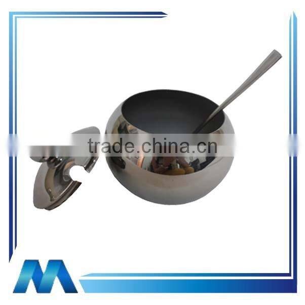 Round Stainless Steel Sugar Bowl with Rotatable Lid
