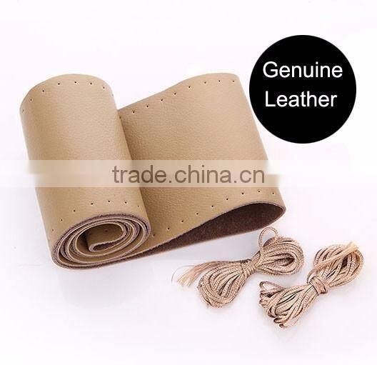 Car Truck Leather Steering Wheel Cover With Needles and Black Thread DIY