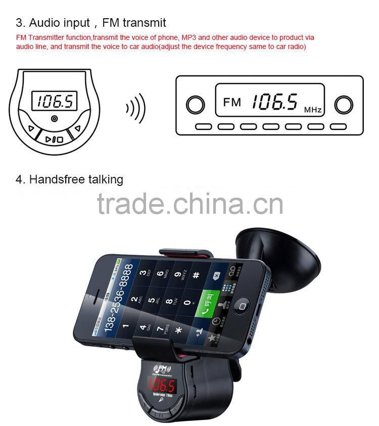 Car FM Transmitter with Phone Holder Handsfree Calls