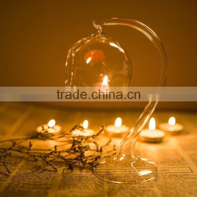 hanging glass ball candle holder with glass holder
