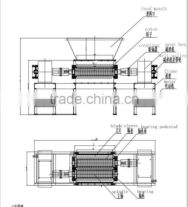waste tire shredder machine.rubber crusher ,tyre recycling machine
