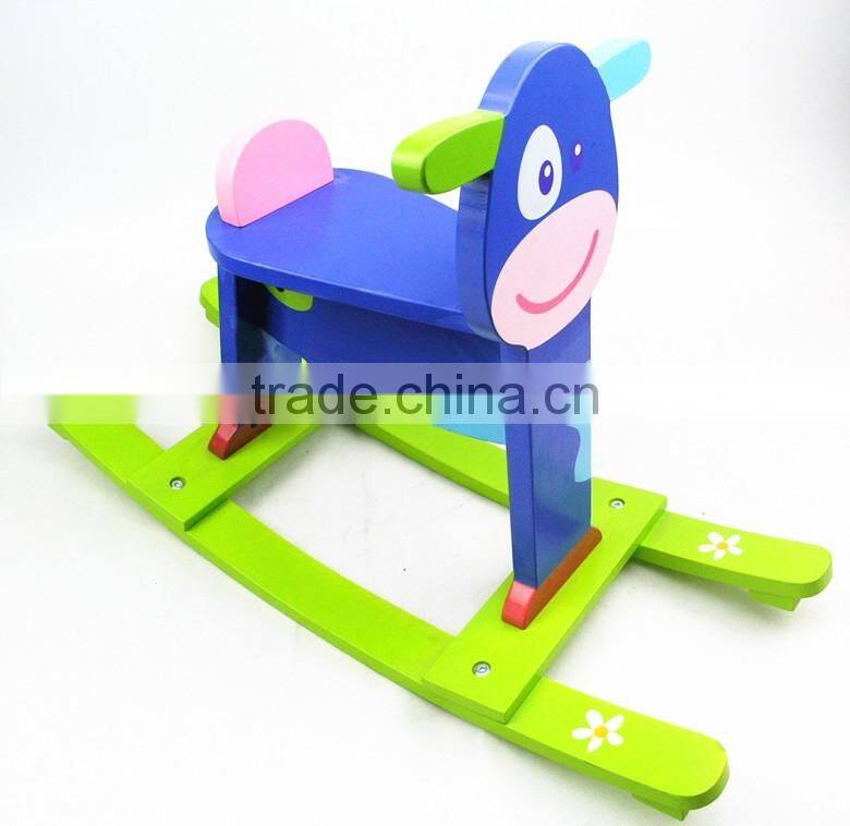 High quality wooden baby toy Calf rocking horse balance