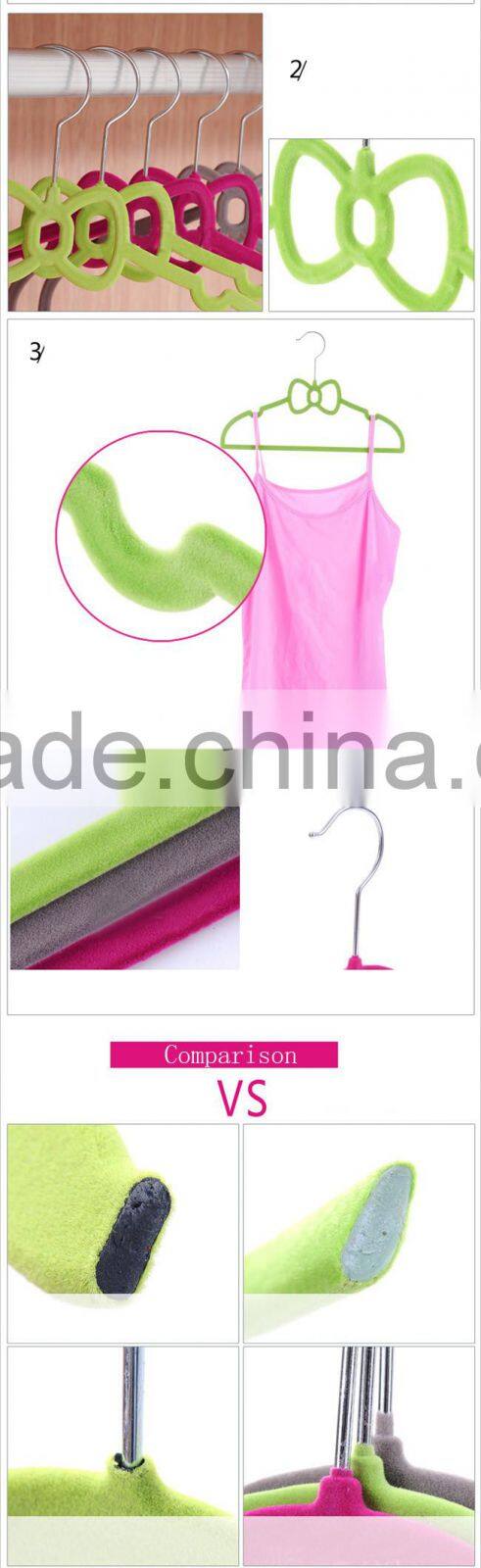 Non Slip Slim Clothes Hangers Velvet Flocking Closet Coat Organizer Housewarming bowknot