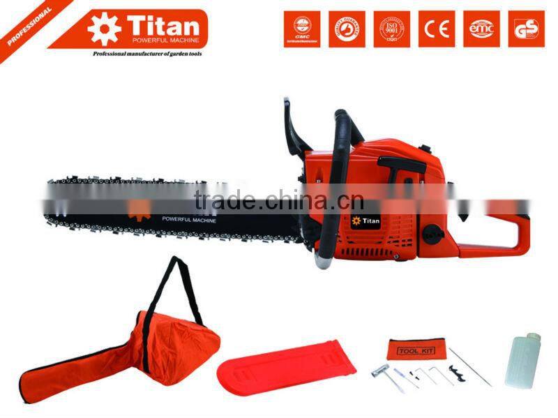 Titan 52cc gas chain saw with CE, MD certifications air powered chain saw