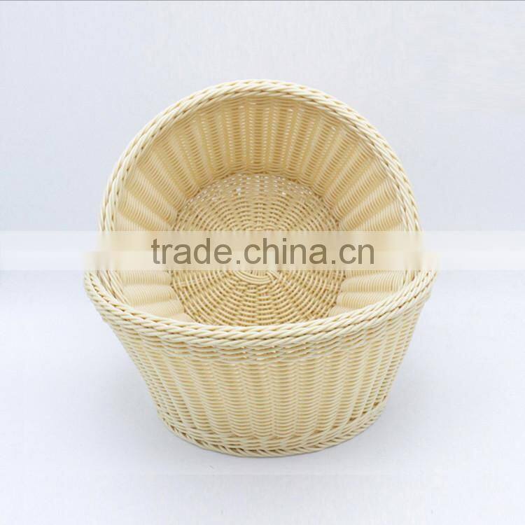 Wholesale custom made round fruit basket beige color bulk wicker baskets