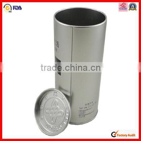 round new tin box for packing wine bottle